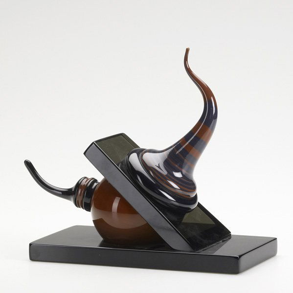 ROBERT LEVIN: Blown and cast glass sculpture, USA, 1982; Signed, dated and numbered; 8 3/4" x 10" x 4 1/2"