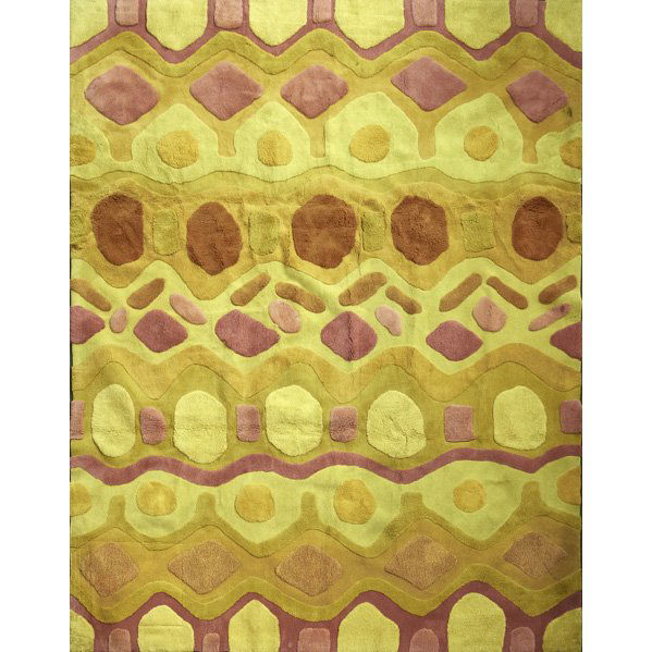 EDWARD FIELDS: Large, custom, sculpted pile wool area rug; Edward Fields label; 235" x 168"