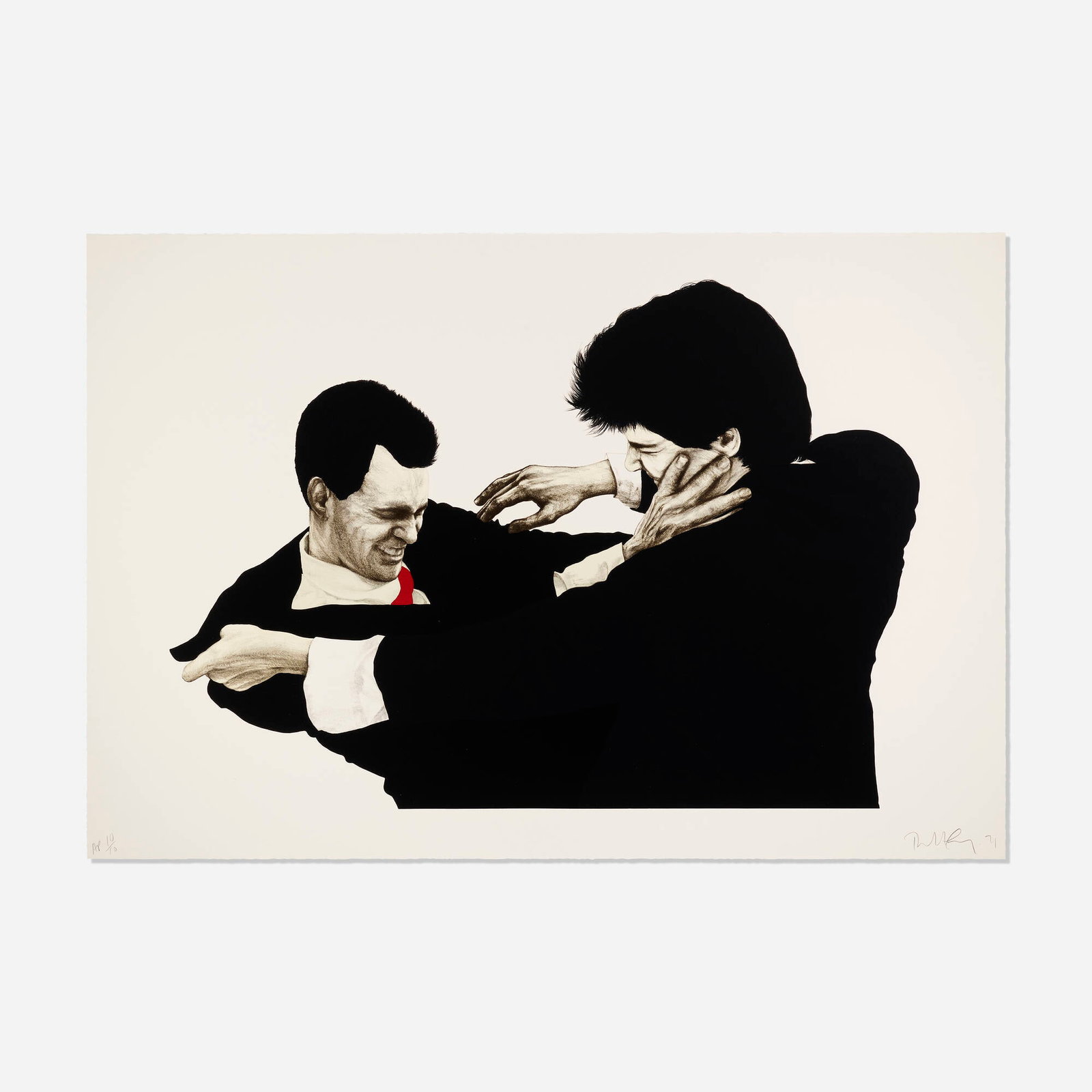 Robert Longo, Frank & Glenn: Robert Longo Frank & Glenn 1991lithograph in colors 37.25 h x 55 w in (95 x 140 cm) Signed, dated and numbered to lower edge 'AP 10/10 Robert Longo 91'. This work is artist's proof 10 of 10 ap