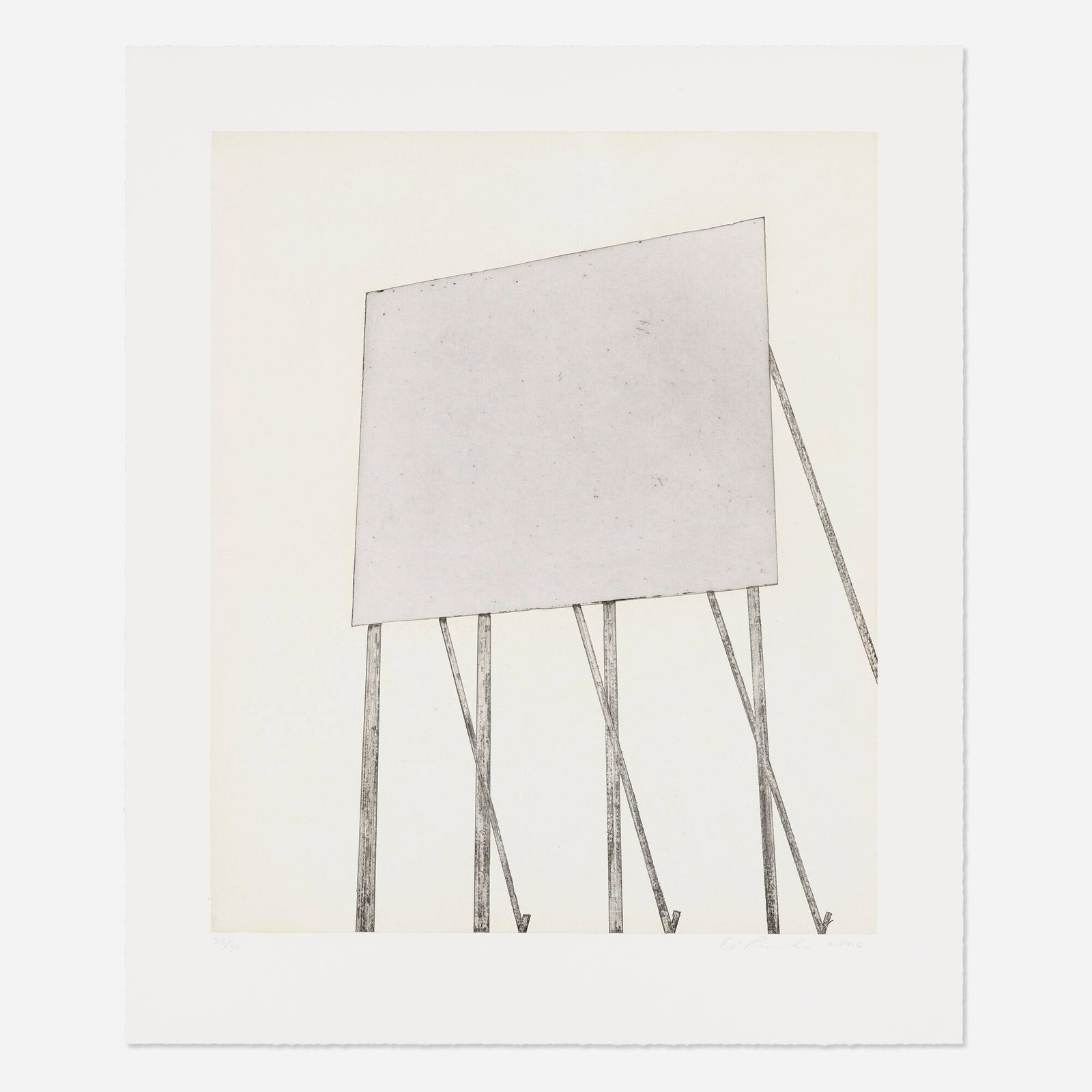 Ed Ruscha, Your Space #2: Ed Ruscha Your Space #2 2006aquatint in colors with sugar lift flat bite and hard-ground etching on Somerset Satin White image: 23.75 h x 19.75 w in (60 x 50 cm) sheet: 29.50 h x 24.875 w in (75 x