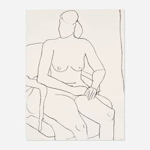 Richard Diebenkorn, Seated Nude: Richard Diebenkorn Seated Nude (from the Seated Woman series) 1965lithograph on BFK Rives 26.125 h x 20 w in (66 x 51 cm) Signed, dated and numbered to lower edge '3/100 RD 65'. This work is n