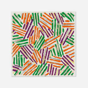 Jasper Johns, Untitled: Jasper Johns Untitled 1977screenprint in colors on Patapar printing parchment sight: 9.5 h x 9.375 w in (24 x 24 cm) This work is from the edition of 3000 printed by Simca Print Artists, Inc.,