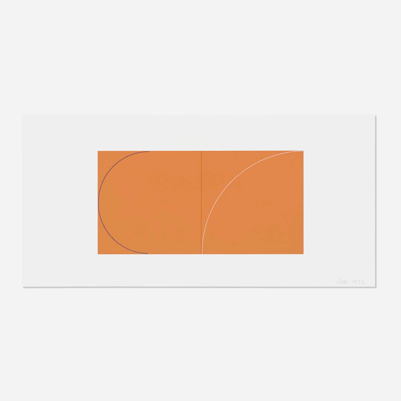 Robert Mangold, Untitled: Robert Mangold Untitled (from the Multiple Panel Paintings series) 1977 / 1992screenprint in colors on Fabriano 11.75 h x 24 w in (30 x 61 cm) Signed and dated to lower right 'RM 1992'. This w