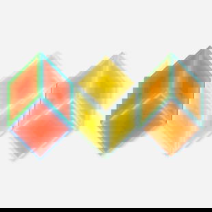 Richard Anuszkiewicz, Volumes: Richard Anuszkiewicz Volumes: A Variable Multiple 1970 screenprint in colors on polystyrene 47.5 h x 84 w x 1.125 d in (121 x 213 x 3 cm) Signed, dated and numbered to label to verso of each