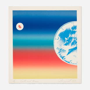 James Rosenquist, Earth and Moon: James Rosenquist Earth and Moon 1971lithograph in colors on Arches image: 16.5 h x 15.5 w in (42 x 39 cm) sheet: 18.75 h x 17.625 w in (48 x 45 cm) Signed, titled, dated and numbered to low