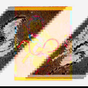 Frank Stella, Pergusa III exhibition poster: Frank Stella Pergusa III exhibition poster 1983 offset lithograph in colors sheet: 37.375 h x 24 w in (95 x 61 cm) frame: 45 h × 40 w in (114 × 102 cm) Signed, dated and numbered to lower right