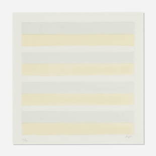 Agnes Martin, Untitled: Agnes Martin Untitled 1997lithograph in colors on Gilclear Light image: 9 h x 9 w in (23 x 23 cm) sheet: 10.875 h x 10.875 w in (28 x 28 cm) Signed and numbered to lower edge '38/50 AM'. Th