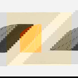 Robert Mangold, Orange/ Black Zone: Robert Mangold Orange/ Black Zone 1997 woodcut in colors on Kitakata Handmade paper image: 9 h x 11.875 w in (23 x 30 cm) sheet: 17 h x 20.75 w in (43 x 53 cm) Signed and numbered to lower left
