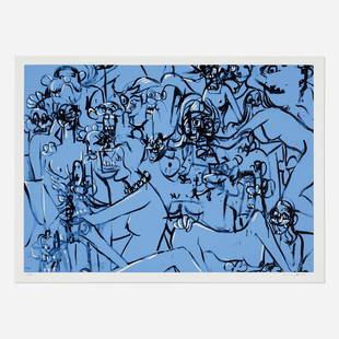 George Condo, Blue Expanding Figures: George Condo Blue Expanding Figures (from the 2006: Trance/Borders portfolio) 2006screenprint in colors image: 19.875 h x 28 w in (50 x 71 cm) sheet: 21.75 h x 29.875 w in (55 x 76 cm) Sign