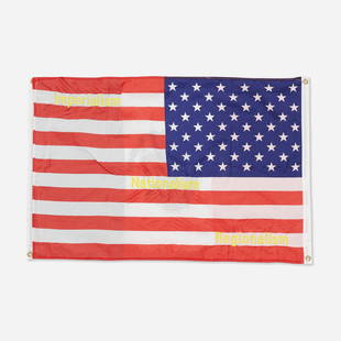 Sam Durant, The Other Side/El orto lado: Sam Durant The Other Side/El orto lado (Regionalism, Nationalism, Imperialism) 2005American and Mexican Flags with embroidery 24.5 h x 37 w in (62 x 94 cm) Numbered to upper left '12'. This wo