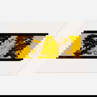 Robert Longo, Strong in Love (Yellow): Robert Longo Strong in Love (Yellow) 1991 black and white photo-etching with aquatint and yellow roll image: 15.125 h x 35 w in (38 x 89 cm) sheet: 28.75 h x 44 w in (73 x 112 cm) Signed, dated