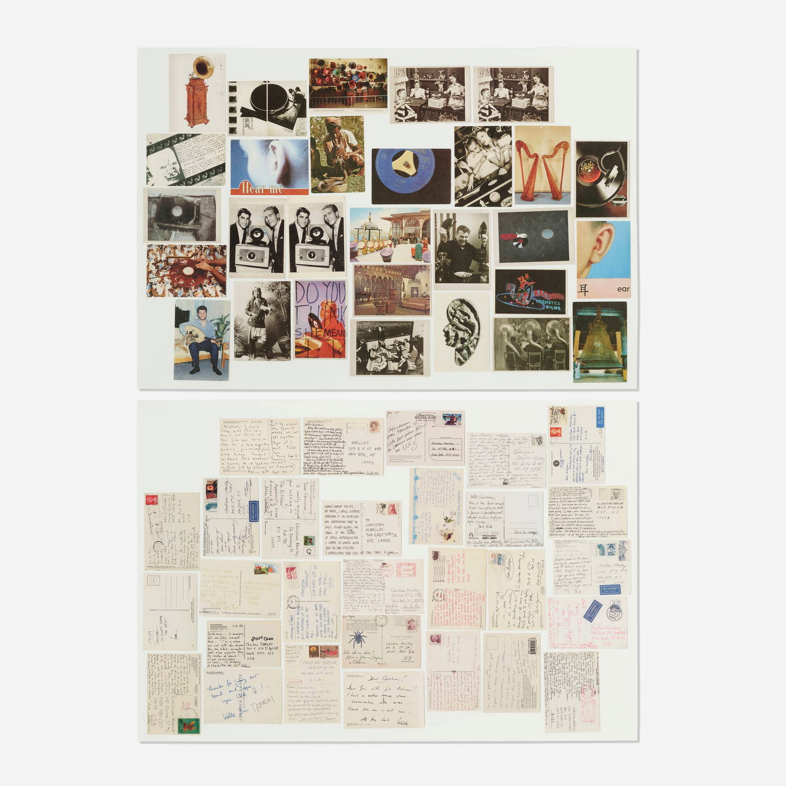 Christian Marclay, Postcards (diptych): Christian Marclay Postcards (diptych) 2003offset lithograph in colors with letterpress each: 25.375 h x 37.375 w in (64 x 95 cm) Signed, dated, numbered and inscribed to verso of each panel '9