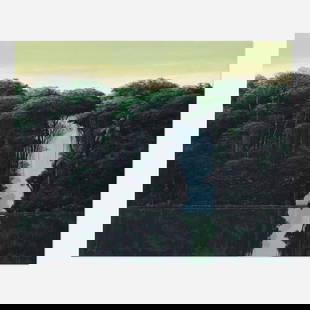Tomas Sanchez, Meditador en la orilla: Tomas Sanchez Meditador en la orilla 2020 screenprint in colors on Somerset Satin laid to aluminium 24 h x 29.75 w in (61 x 76 cm) Signed, dated and numbered to lower edge '5/75 Tomas Sanchez