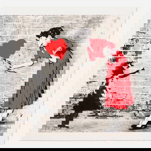 Mr. Brainwash, Love Catcher (Red): Mr. Brainwash Love Catcher (Red) 2023 screenprint in colors image: 19.5 h x 19.5 w in (50 x 50 cm) sheet: 22.25 h x 22.5 w in (57 x 57 cm) Signed and numbered to lower and right edges '62/175 Mr.