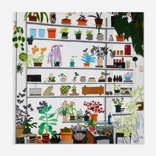 Jonas Wood, Large Shelf Still Life: Jonas Wood Large Shelf Still Life 2017offset lithograph in colors 23 h x 23 w in (58 x 58 cm) This work is from the unnumbered edition published in conjunction with the exhibition Shio Kusa