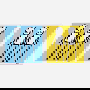 Stik, Holding Hands (Yellow & Blue) (two works): Stik Holding Hands (Yellow); Holding Hands (Blue) (two works) 2020 offset lithograph in colors image: 18.375 h x 18.375 w in (47 x 47 cm) sheet: 19.625 h x 19.625 w in (50 x 50 cm) Signed to lower