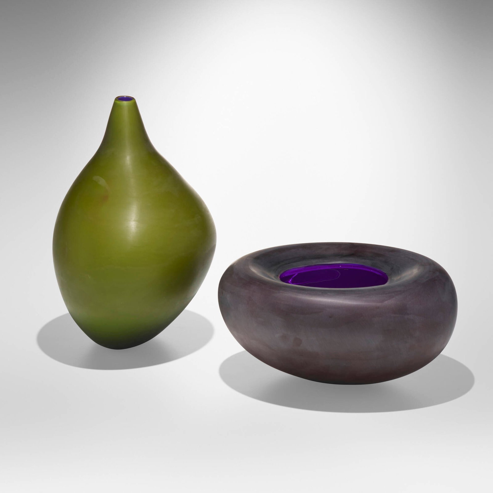 Laura de Santillana, Water; Alpine Pool (two works): Laura de Santillana Water; Alpine Pool (two works) Italy, 1997 blown, shaped, and hand-ground glass 15.5 h x 12 w x 10 d in (39 x 30 x 25 cm) 7 h x 14.5 w x 12 d in (18 x 37 x 30 cm) Etched