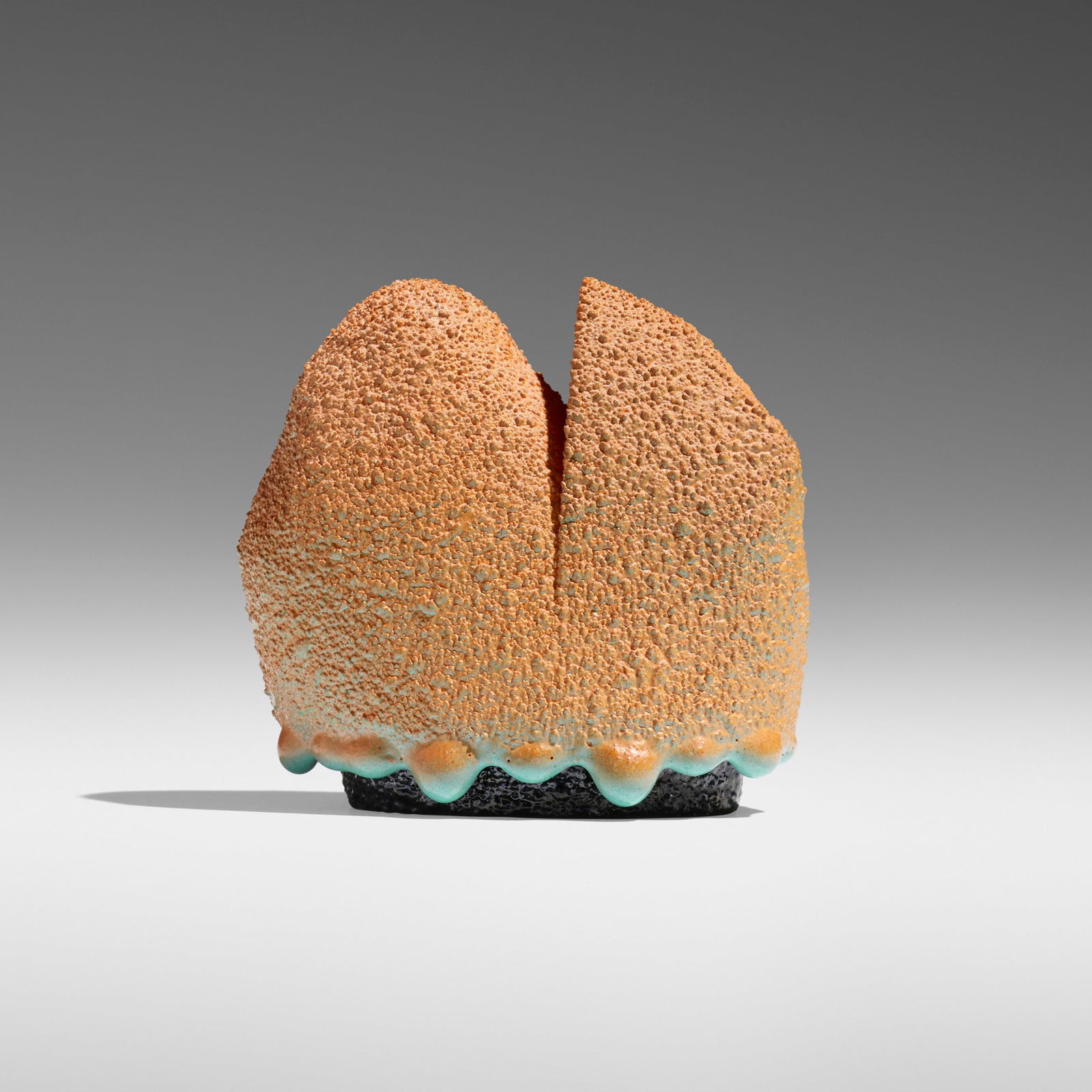 Ron Nagle, La Boy (from the Knob Jobs series): Ron Nagle La Boy (from the Knob Jobs series) USA, 1985ceramic, glaze, china paint, and epoxy resin 2.75 h x 2 w x 2.75 d in (7 x 5 x 7 cm) display box: 17.75 h x 18 w x 5.5 d in (45 x 46 x 14 cm)<