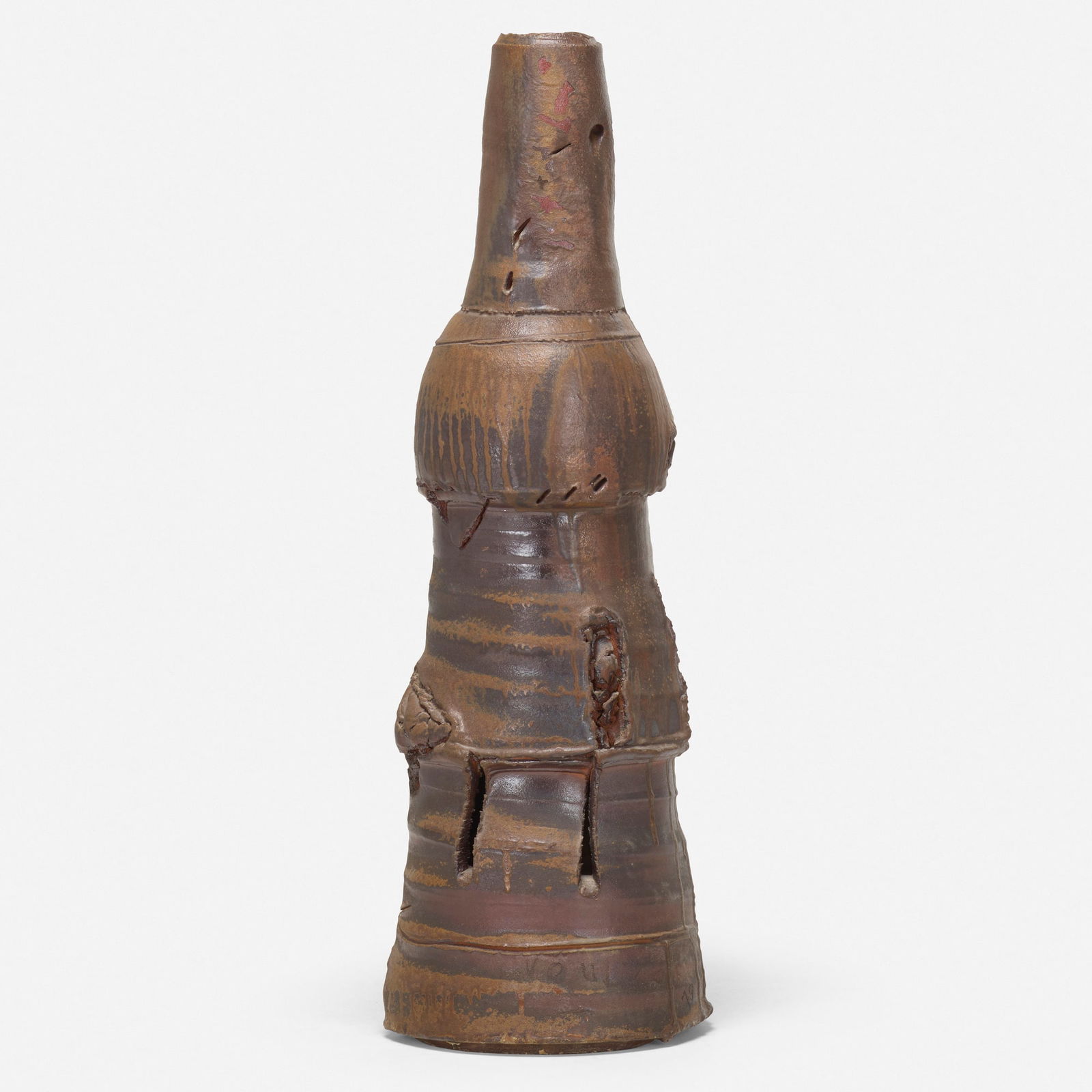 Peter Voulkos, Untitled (Stack): Peter Voulkos Untitled (Stack) USA, 1979wood-fired stoneware with pass-throughs and slashes 47 h x 16 dia in (119 x 41 cm) Signed and dated to base 'Voulkos 79'. We would like to thank Sam Jor