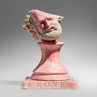 Robert Arneson, Konk: Robert Arneson Konk USA, 1978 glazed earthenware overall: 27 h x 19 w x 19 d in (69 x 48 x 48 cm) bust: 24.5 h x 17 w x 14 d in (62 x 43 x 36 cm) plinth: 2.5 h x 19 w x 19 d in (6 x 48 x 48 cm) 