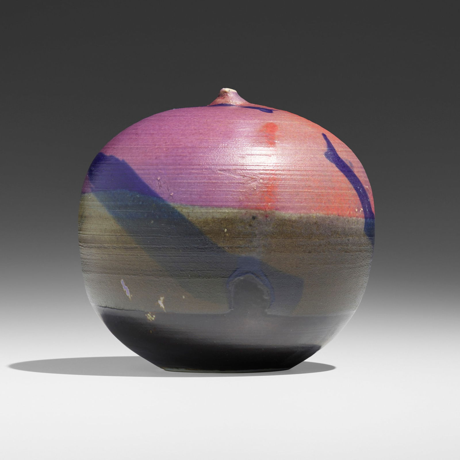 Toshiko Takaezu, Untitled (with rattle): Toshiko Takaezu Untitled (with rattle) USA, c. 1995glazed porcelain 4.75 h x 5 dia in (12 x 13 cm) Incised signature to underside 'TT'. Provenance: Acquired directly fr