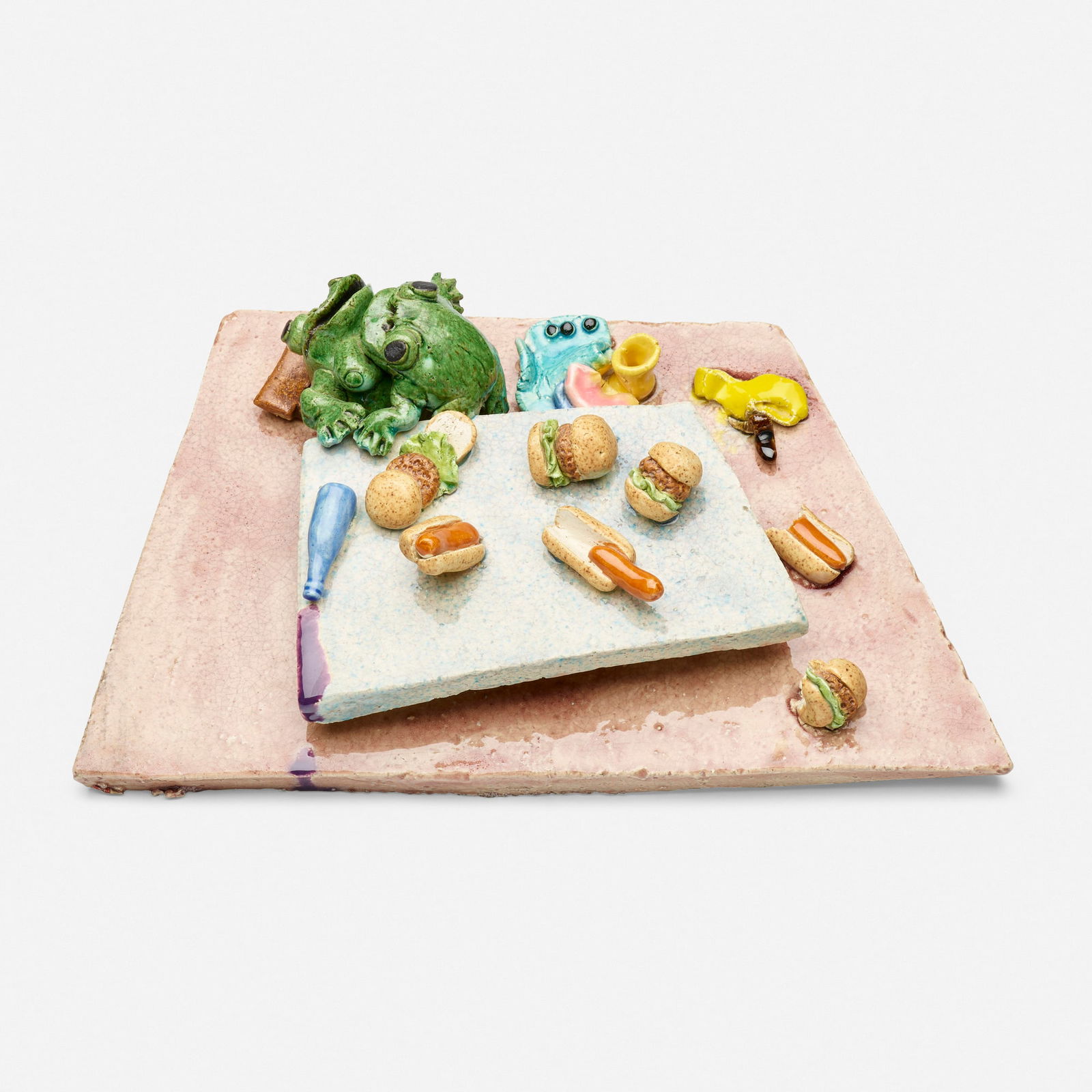 David Gilhooly, Love at the Table: David Gilhooly Love at the Table USA, 1981glazed earthenware 5.5 h x 12.75 w x 7 d in (14 x 32 x 18 cm) Incised signature, title and date to underside 'Gilhooly 81 Love at the Table'. Sold wit