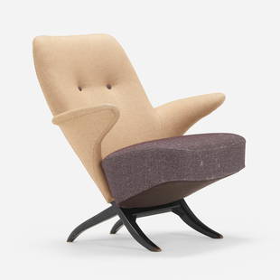 Theo Ruth, Penguin lounge chair: Theo Ruth Penguin lounge chair ArtifortThe Netherlands, 1957upholstery, lacquered wood 34 h x 28 w x 29 d in (86 x 71 x 74 cm) This work will ship from Los Angeles, Californ