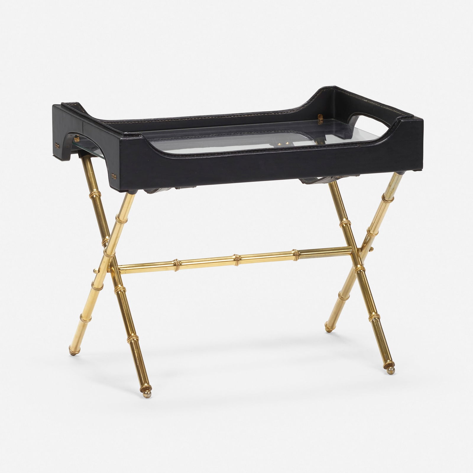 In the manner of Jacques Adnet, Luggage rack with tray (1 of 3)