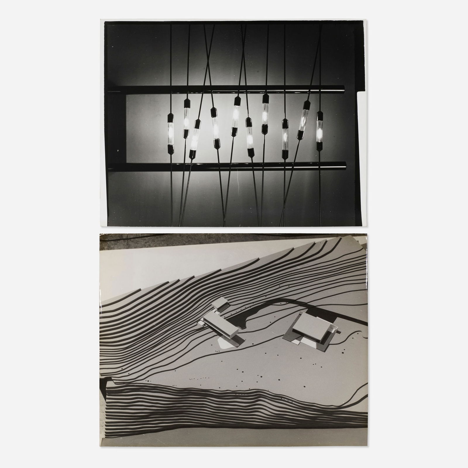 Herbert Matter, Untitled (Lightbulbs); Eames and Saarinen, Case Study House (two works): Herbert Matter Untitled (Lightbulbs); Eames and Saarinen, Case Study House (two works) c. 1945silver gelatin print 10.875 h x 14 w in (28 x 36 cm) 11.125 h x 14 w in (28 x 36 cm) Artist's s