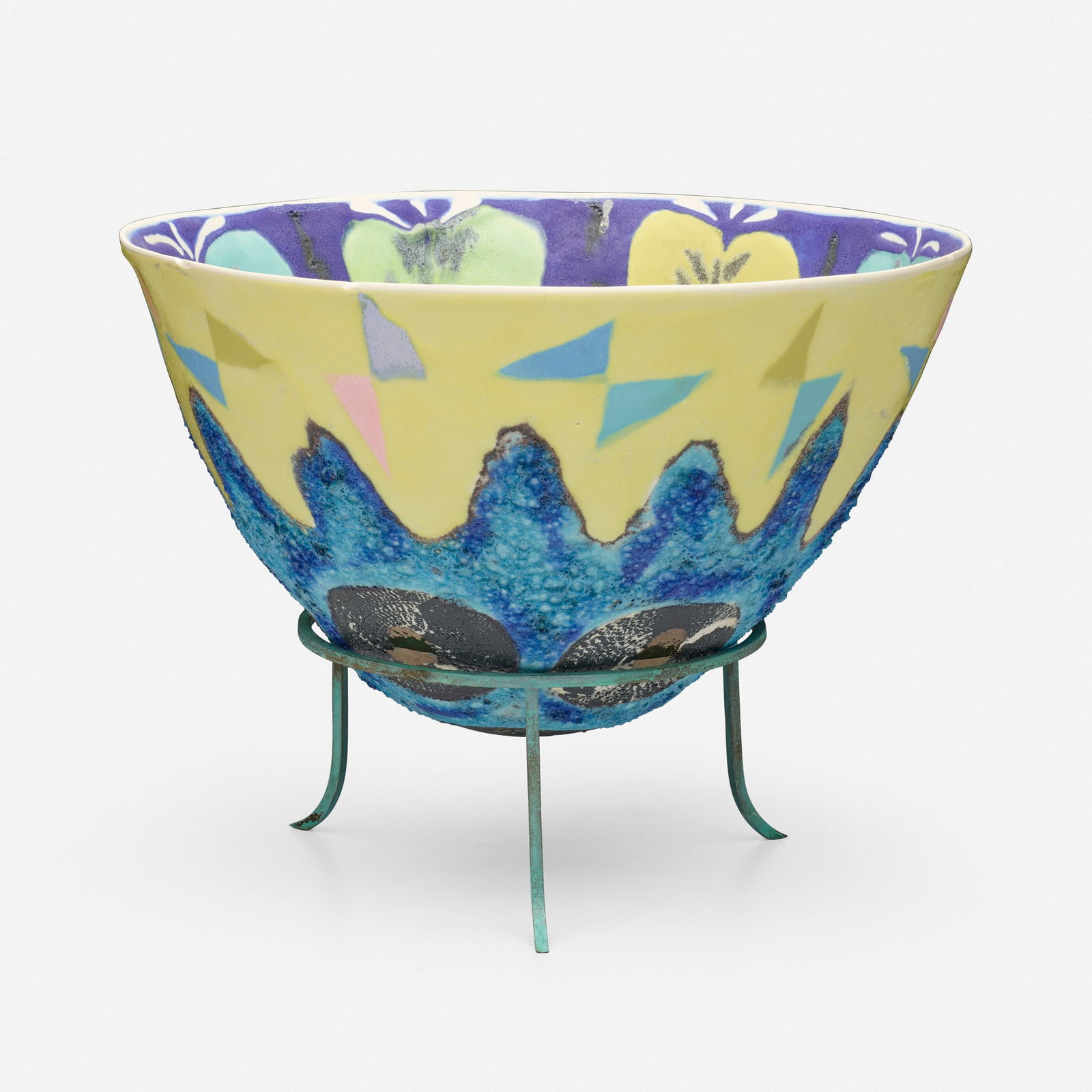 Phillip Maberry, Bowl: Phillip Maberry Bowl USA, c. 1985glazed porcelain, patinated metal overall: 10.25 h x 13 dia in (26 x 33 cm) This work will ship from Lambertville, New Jersey.