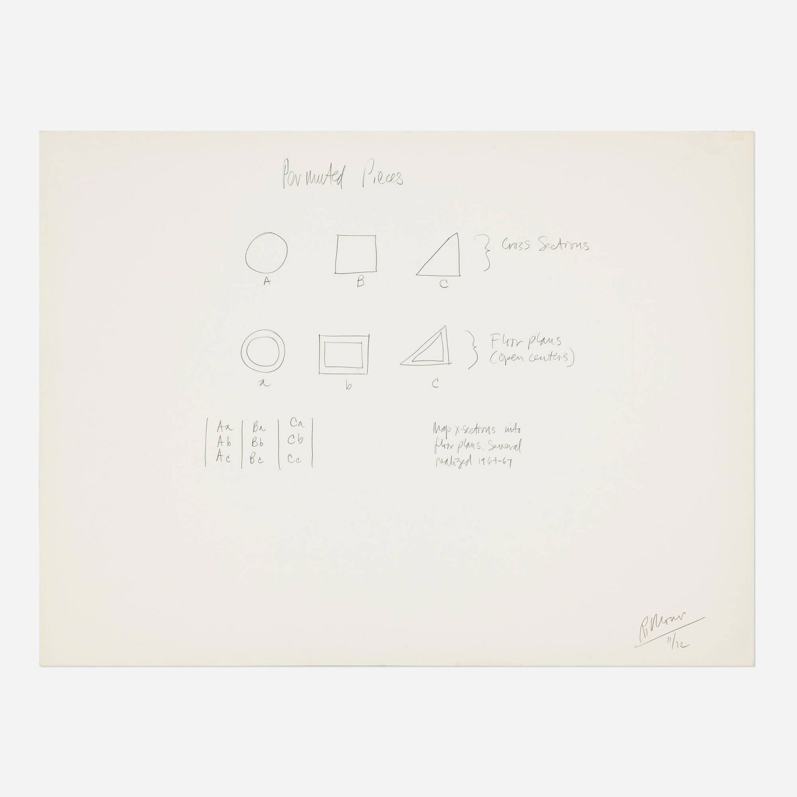 Robert Morris, Permuted Pieces: Robert Morris Permuted Pieces 1972graphite on paper 30 h x 39.875 w in (76 x 101 cm) Signed and dated to lower right 'R. Morris 72'. Provenance: Acquired directly from