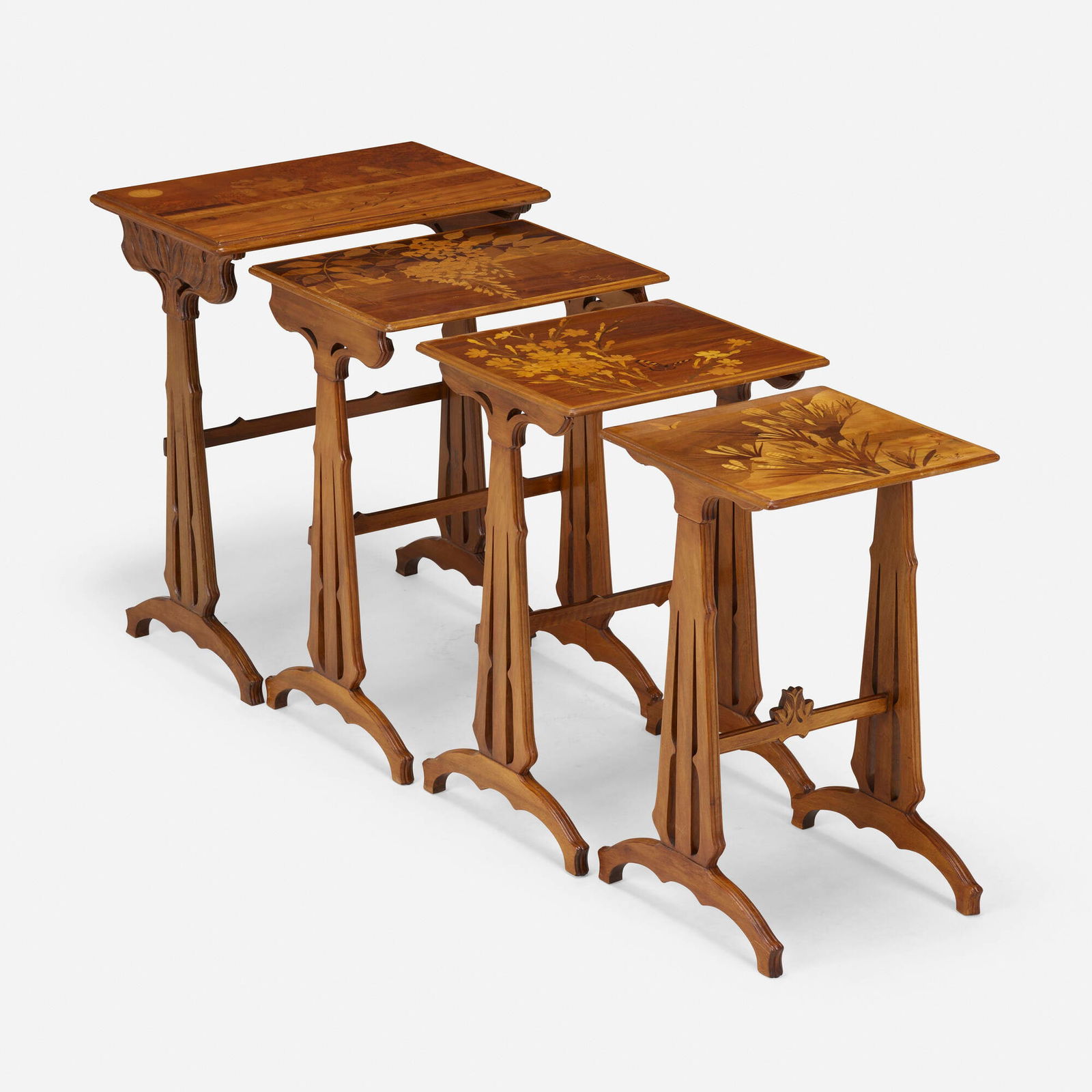 Emile Galle, Marquetry nesting tables, set of four (1 of 6)