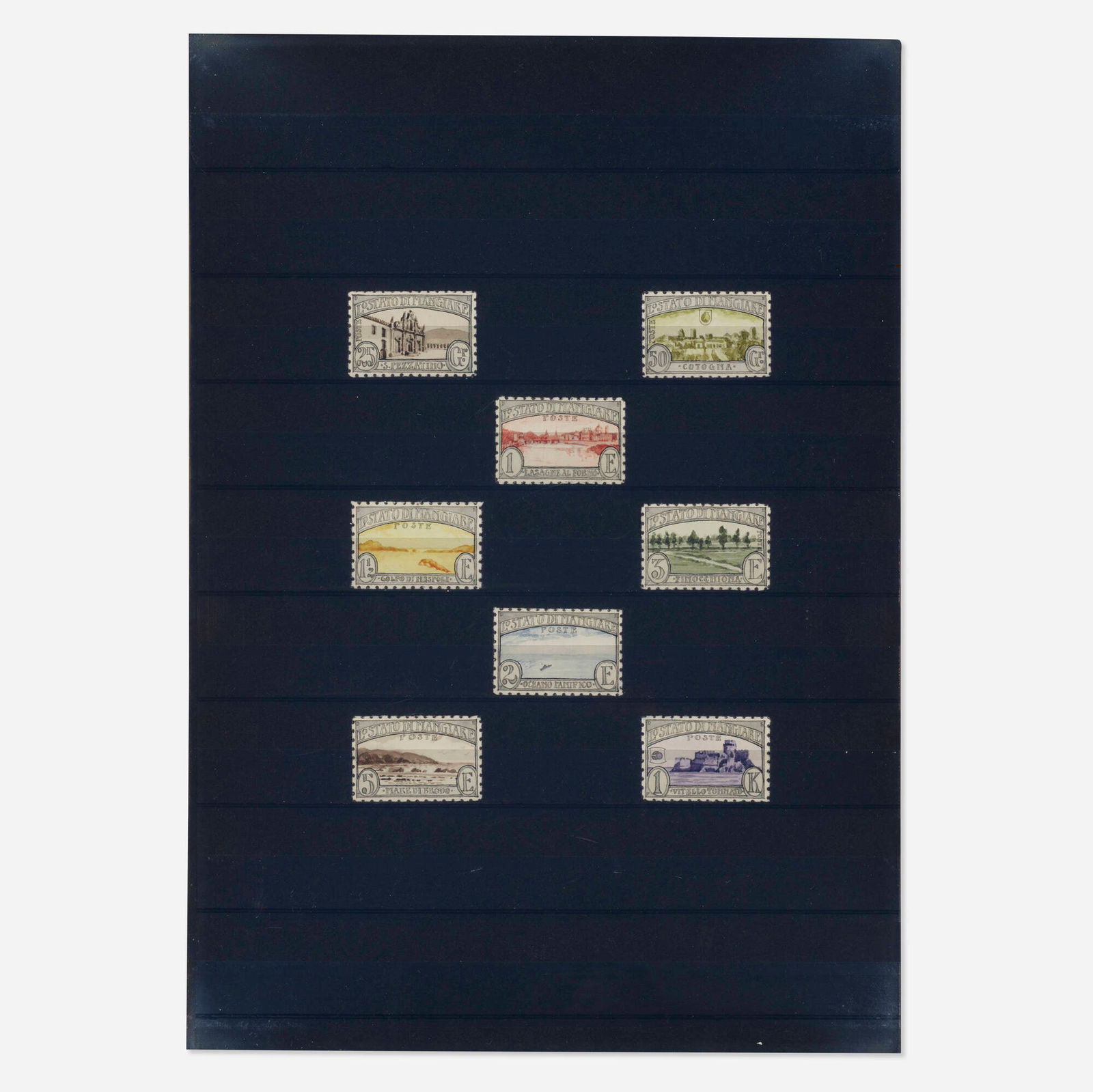 Donald Evans, Mangiare 1940 Gastronomic Landscapes: Donald Evans Mangiare 1940 Gastronomic Landscapes 1974watercolor and ink on paper in eight parts 11.50 h x 8 w in (29 x 20 cm) Provenance: Collection of James Bendon | Hester