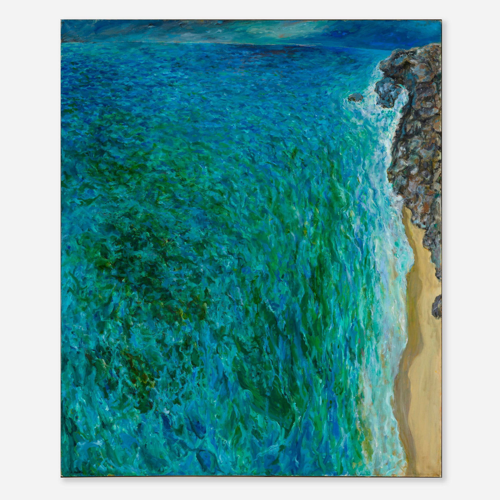 Rex Ashlock, The Sea When the Tide Comes in at Twilight, the Dragon Always Seems to Roar: Rex Ashlock The Sea When the Tide Comes in at Twilight, the Dragon Always Seems to Roar 1975-78oil on canvas 60 h x 49.875 w in (152 x 127 cm) Signed to lower left 'Rex Ashlock'. Signed, title