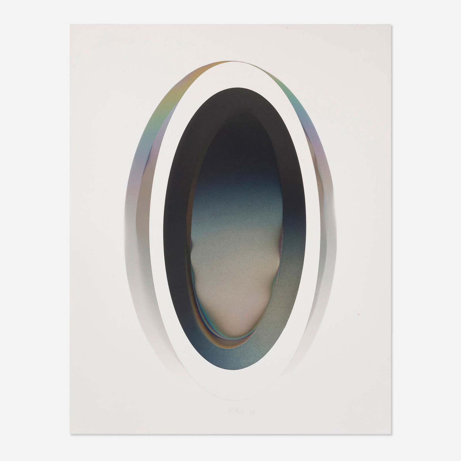 Larry Bell, Melin 6 (Vapor Drawing): Larry Bell Melin 6 (Vapor Drawing) 1984paper coated with vaporized metals and quartz 29 h x 22.5 w in (74 x 57 cm) Signed and dated to lower edge 'Larry Bell '84'. This wor