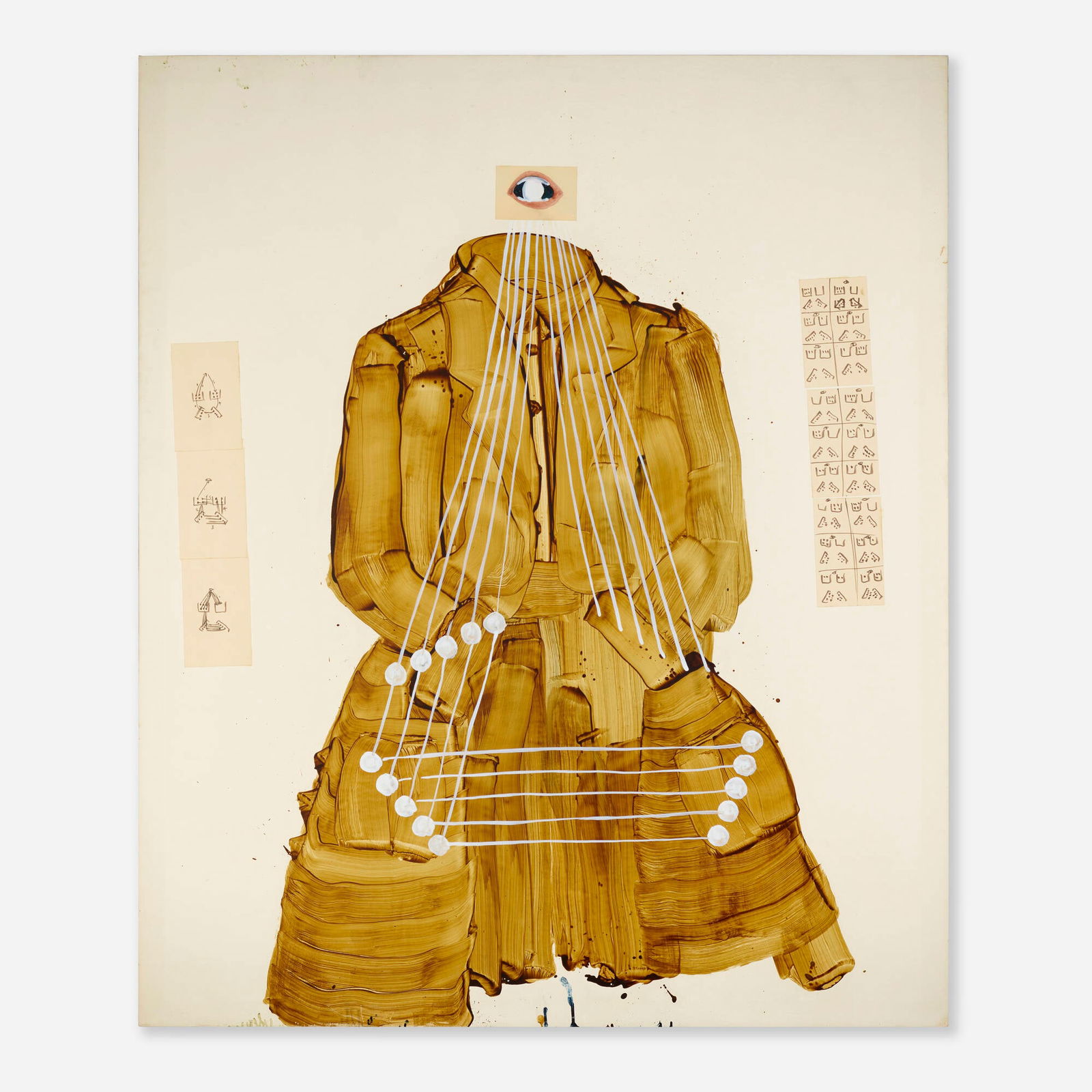 Jamie Nares, Molloy: Jamie Nares Molloy 1989oil and collage on paper mounted to linen 72 h x 60 w in (183 x 152 cm) Signed to verso 'James Nares'. Provenance: Michael Klein Inc., New York |