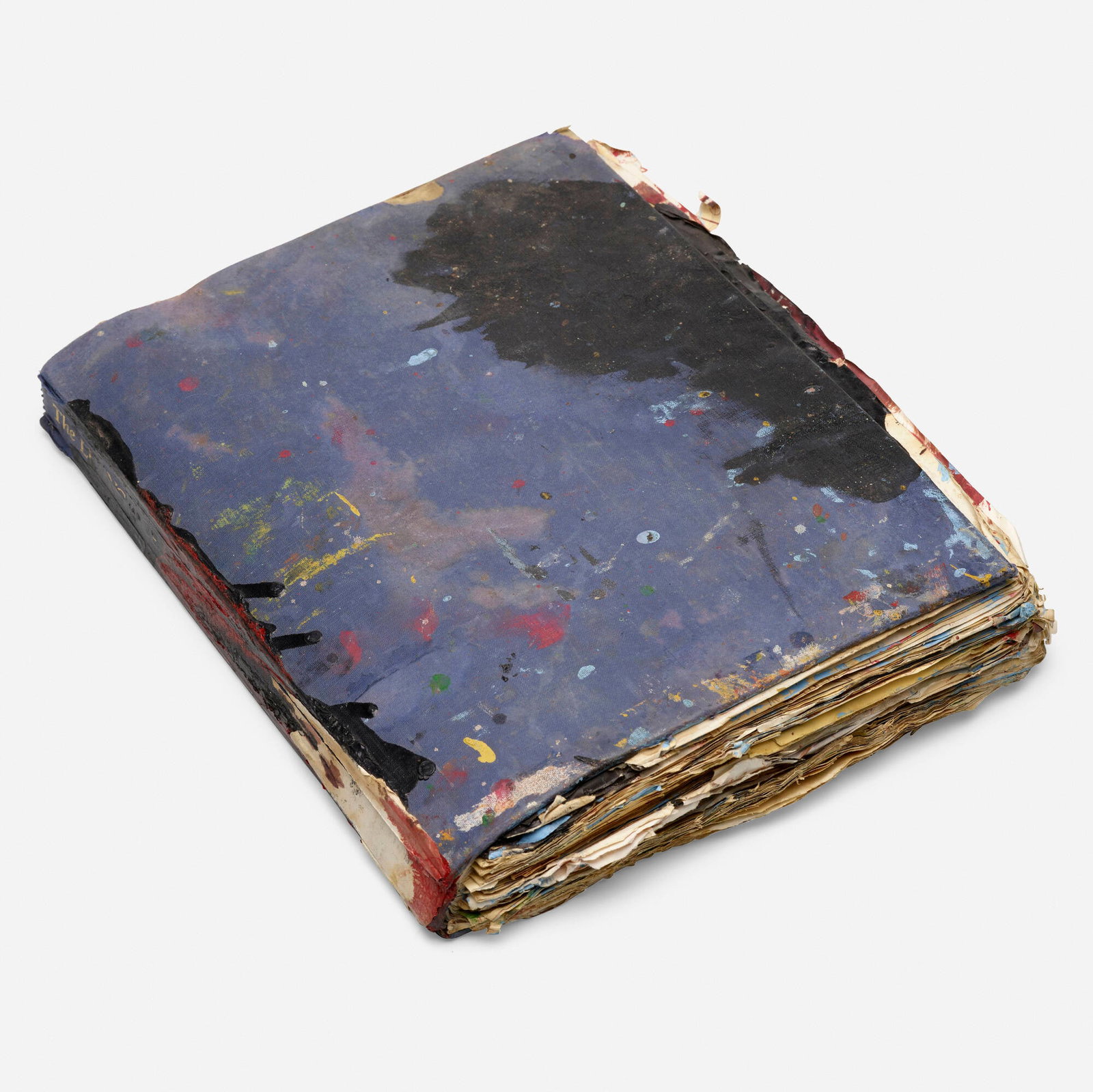 Purvis Young, Living Ocean Book: Purvis Young Living Ocean Book c. 1990 found object (book) with inserted works on paper 14 h x 11.5 w x 3 d in (36 x 29 x 8 cm) Provenance: An Important Philadelphia Estate