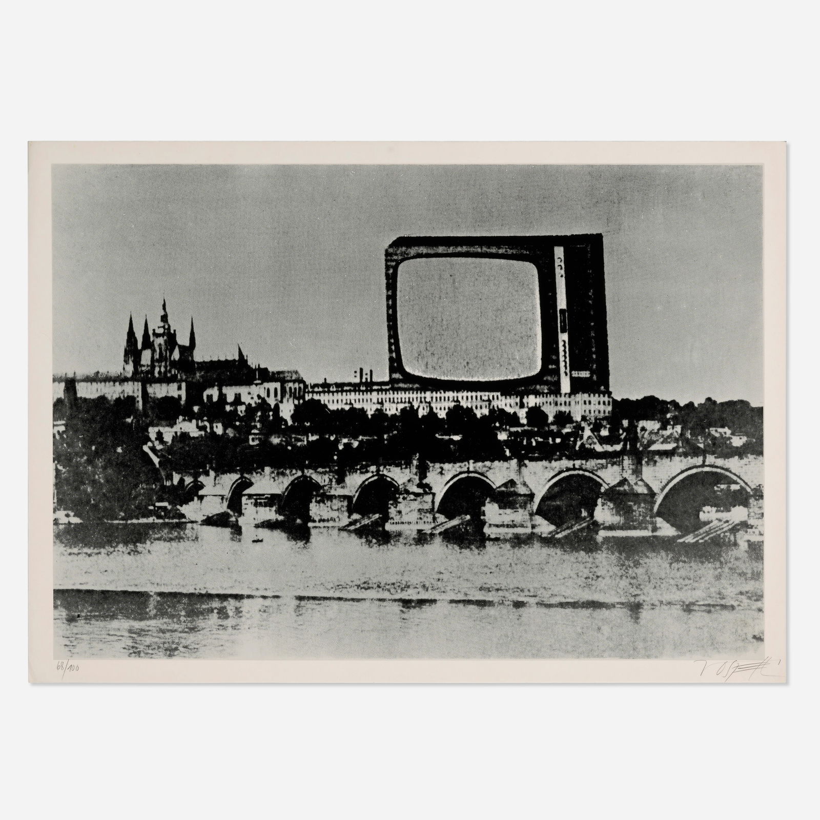 Hradschin, Prag: Wolf Vostell Hradschin, Prag 1969screenprint in colors image: 18.125 h × 25.875 w in (46 × 66 cm) sheet: 19.75 h × 27.75 w in (50 × 70 cm) Signed and numbered to
