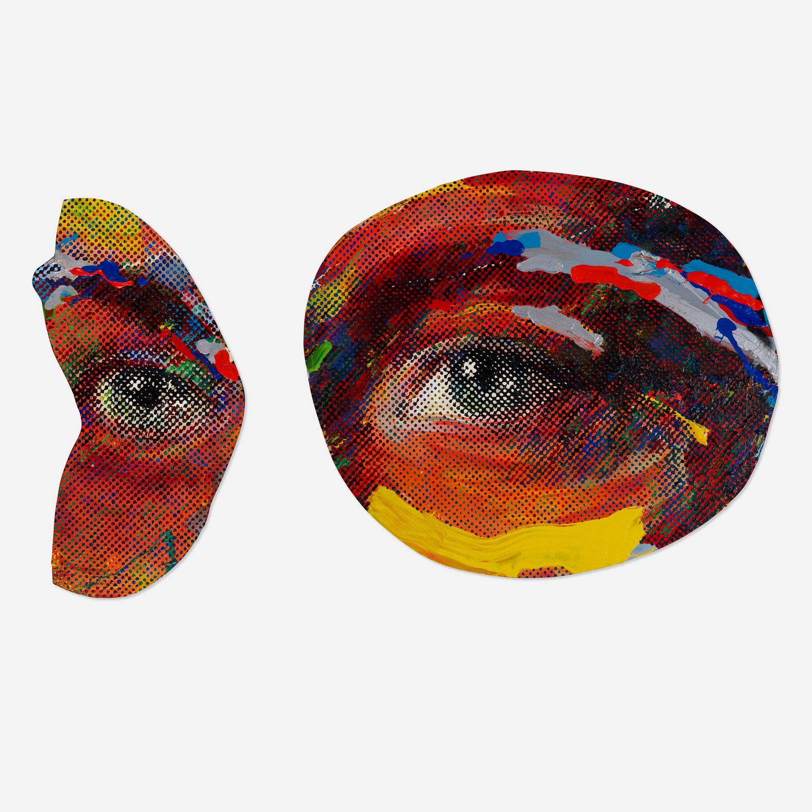 Paul Insect, Eyes (diptych): Paul Insect Eyes (diptych) 2019aerosol paint and acrylic on wood 20.75 h x 24.5 w x .5 d in (53 x 62 x 1 cm) 20 h x 11 w x .5 d in (51 x 28 x 1 cm) overall: 20.75 h x 38 w x .5 d in (53 x 97 x