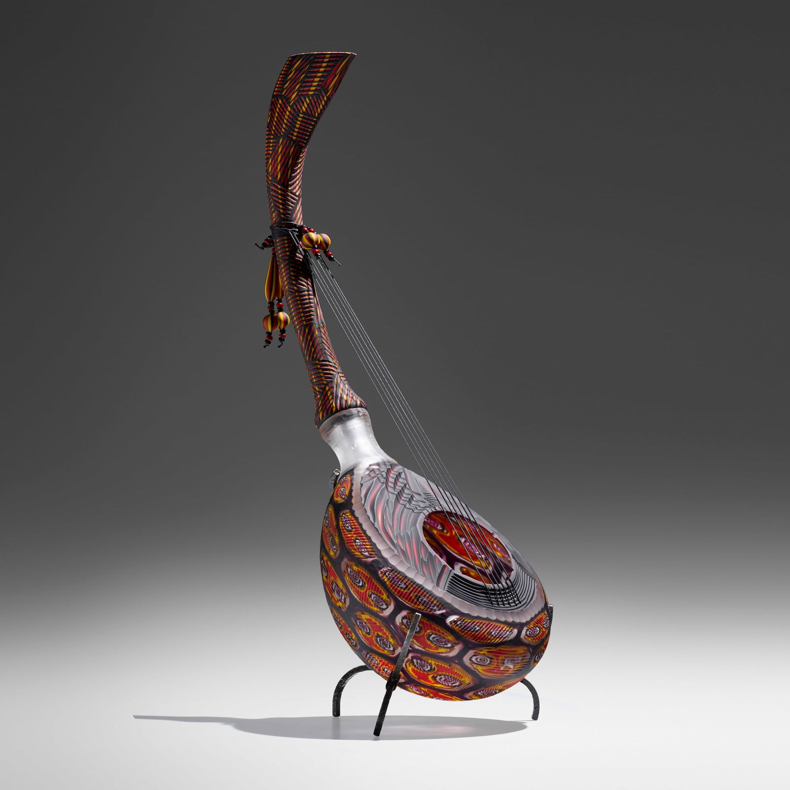 Davide Salvadore, Standing Chitamarra: Davide Salvadore Standing Chitamarra Italy, 2004hand-blown glass, inciso and battuto surface, leather string, patinated metal 36.5 h x 13 w x 16.5 d in (93 x 33 x 42 cm) Etched signature and d