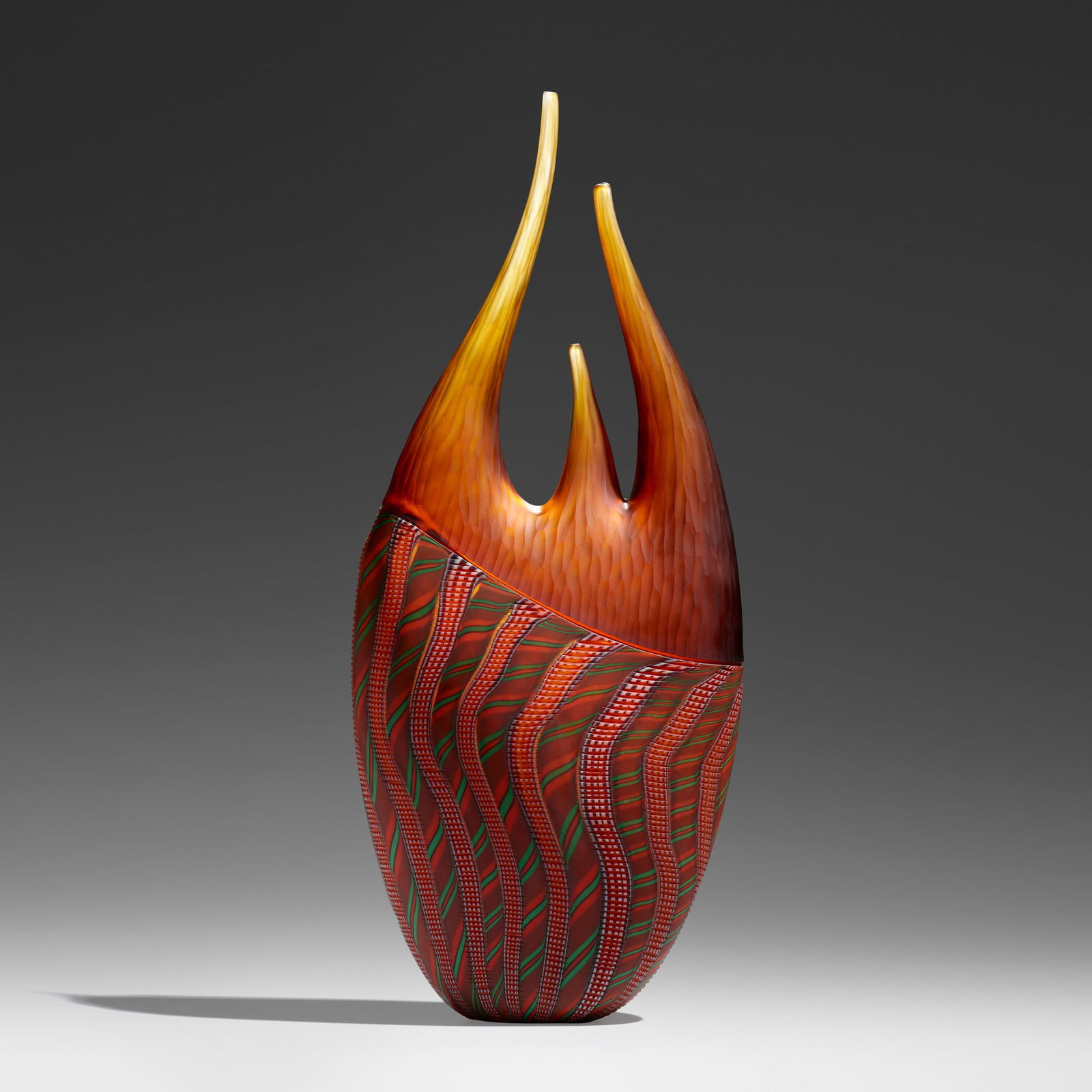 Davide Salvadore, Large vessel (from the Ancella series): Davide Salvadore Large vessel (from the Ancella series) Italy, 2005hand-blown glass, partial battuto and inciso surface 29.25 h x 12 w x 5.75 d in (74 x 30 x 15 cm) Etched signature and date t