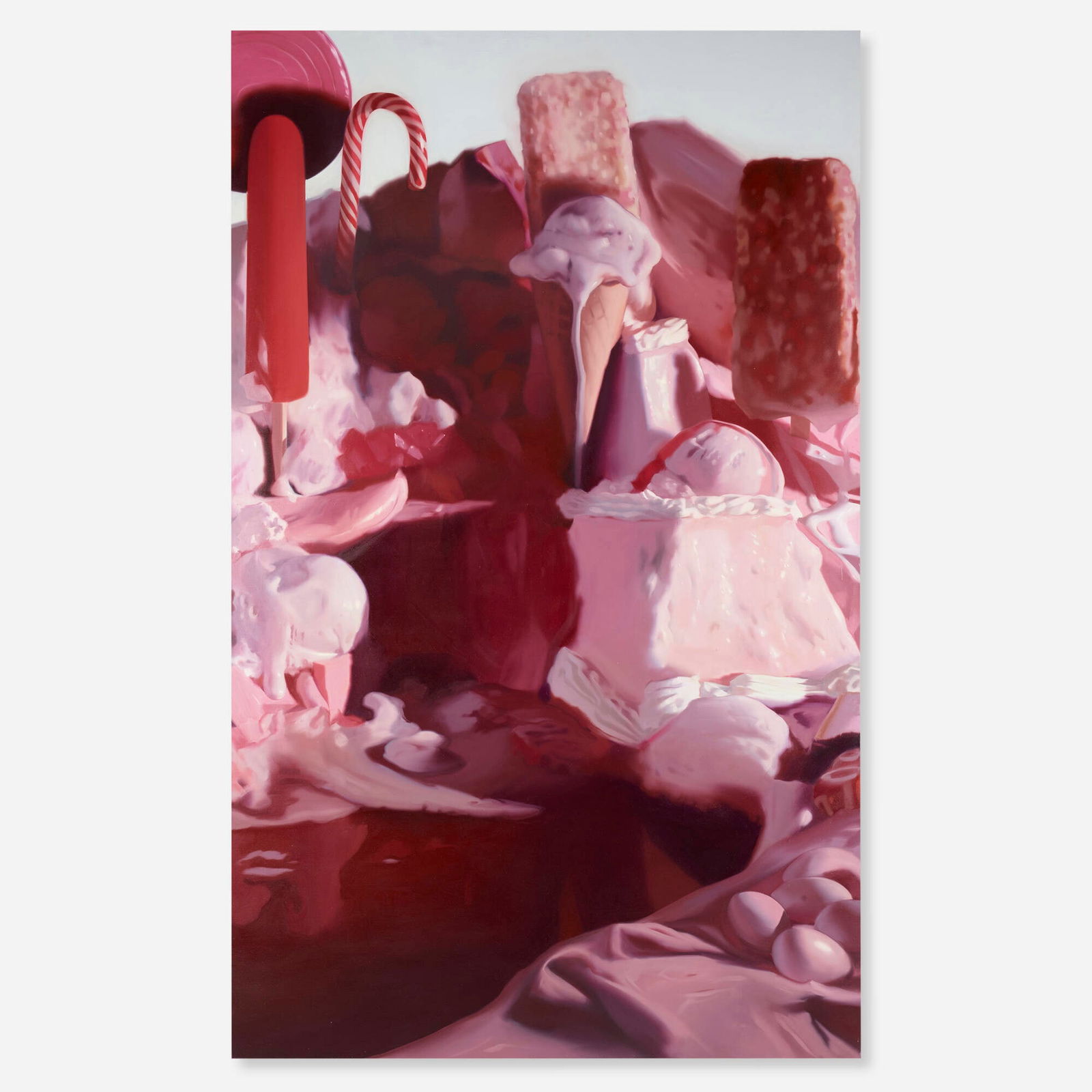 Will Cotton, Red Pop Ravine: Will Cotton Red Pop Ravine 2001oil on canvas 116.5 h x 72 w in (296 x 183 cm) Signed, titled and dated to verso 'Will Cotton 2001 Red Pop Ravine'. Provenance: Mary Boon