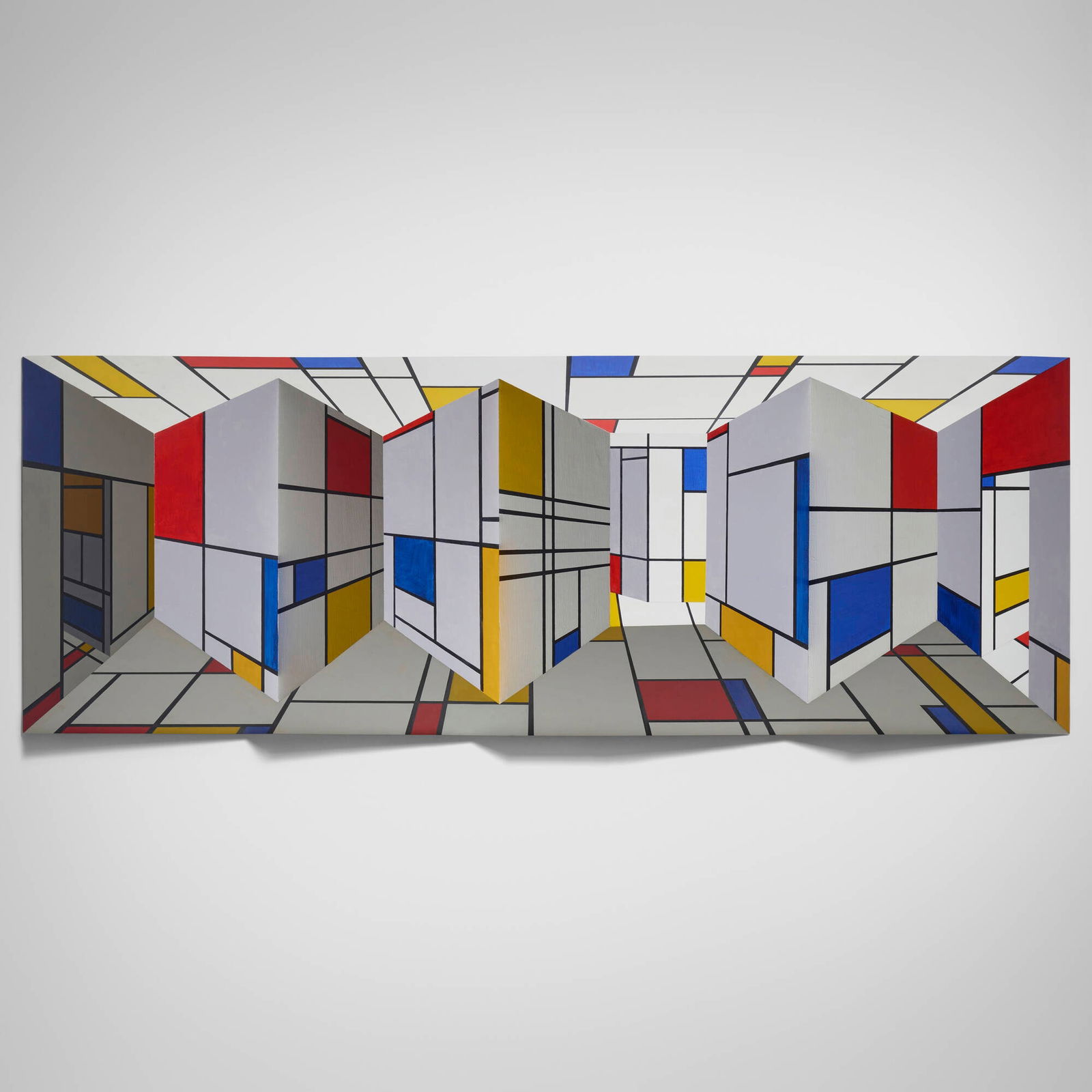 Patrick Hughes, Over All: Patrick Hughes Over All 2000oil on board construction 24.625 h x 67.75 w x 14.75 d in (63 x 172 x 37 cm) Signed and dated to right edge 'Patrick Hughes 2000'. Signed, titled and dated to verso