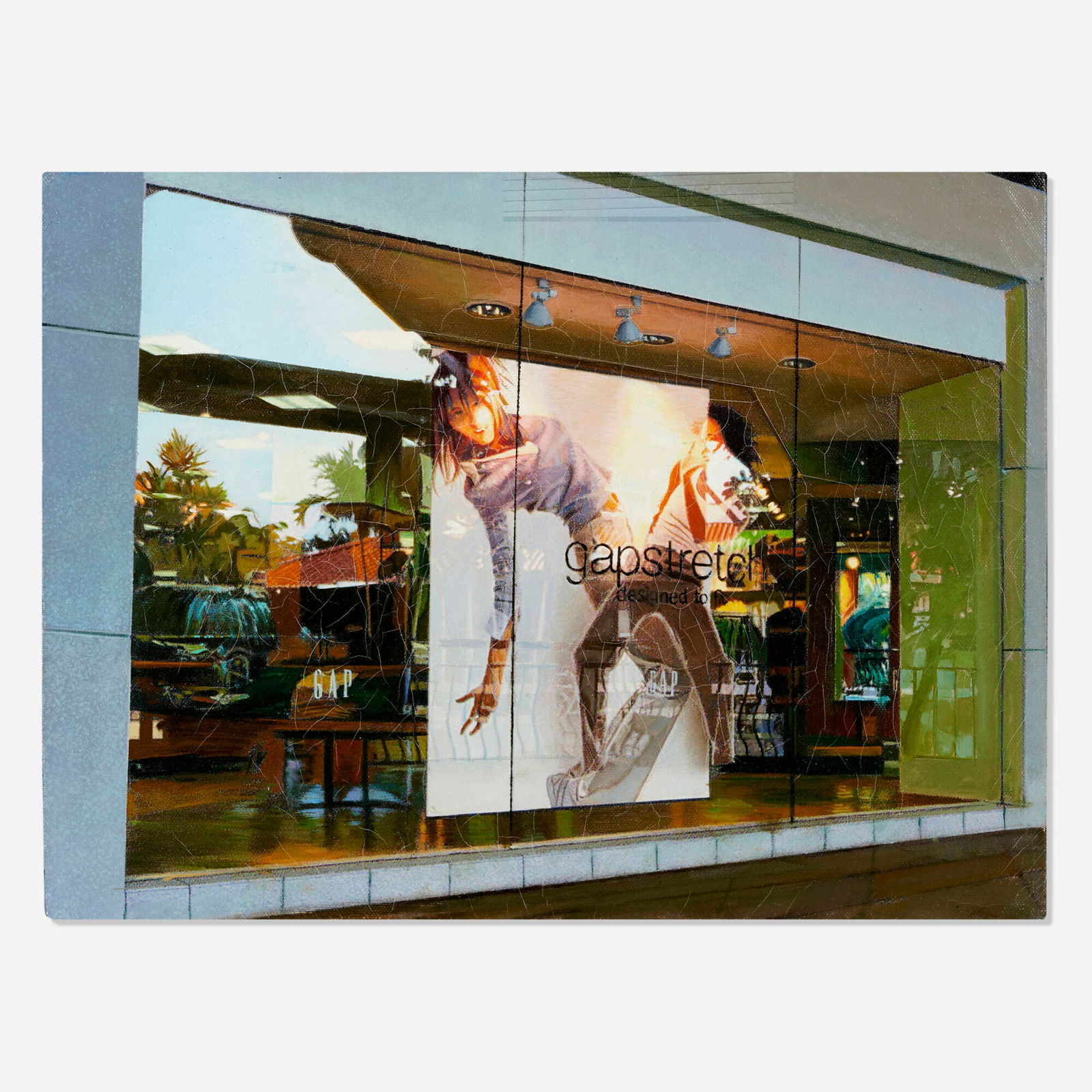 Tom Blackwell, Gap Outlet, Waterside Shops, Naples, FL: Tom Blackwell Gap Outlet, Waterside Shops, Naples, FL 2004oil on canvas 12.25 h x 16.25 w in (31 x 41 cm) Signed, titled and dated to verso 'Gap Outlet, Waterside Shops, Naples, FL. ?Tom Black