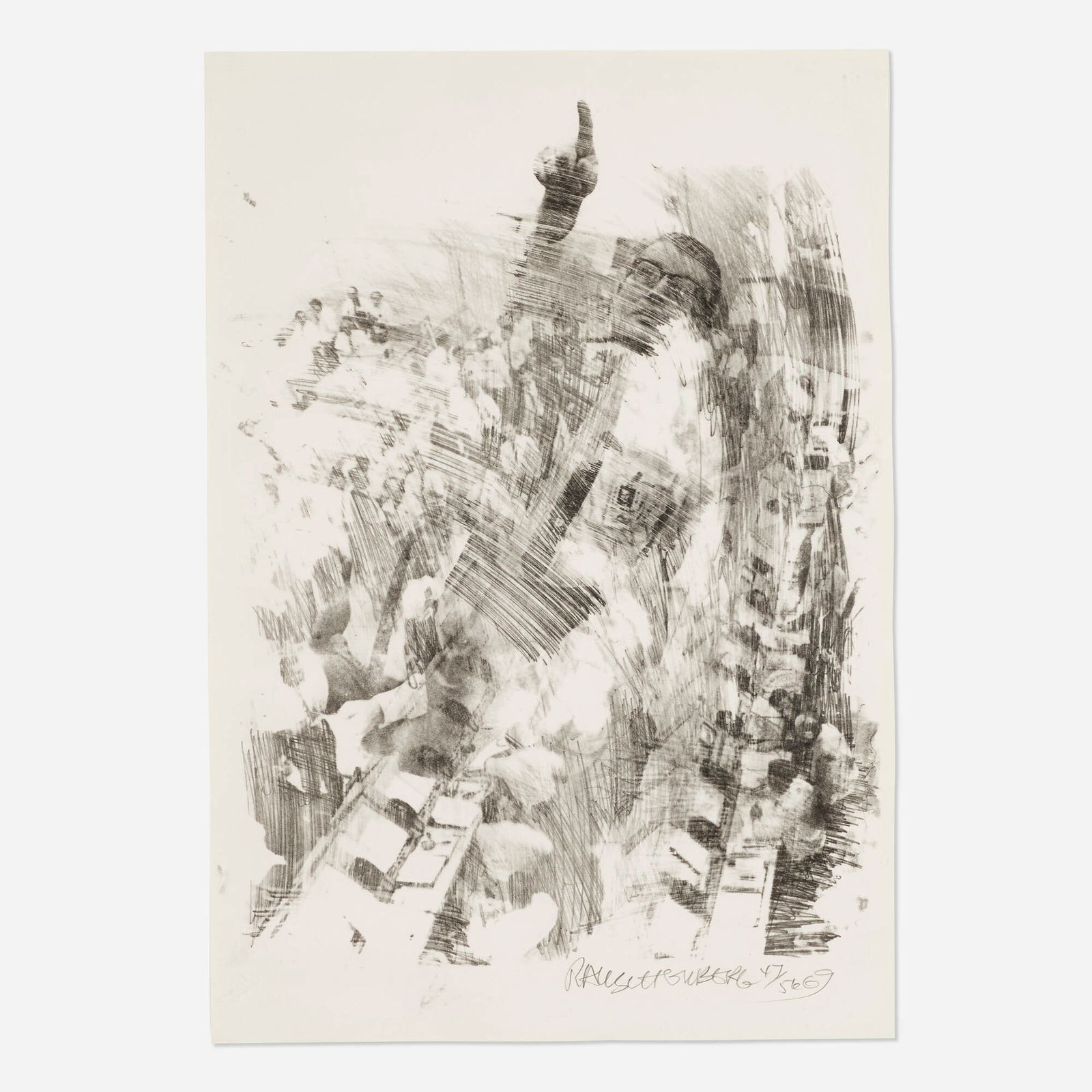 Robert Rauschenberg, Sky Rite (from the Stoned Moon Series): Robert Rauschenberg Sky Rite (from the Stoned Moon Series) 1969lithograph on Arches Cover 32.75 h x 22.875 w in (83 x 58 cm) Signed, dated and numbered to lower right 'Rauschenberg 47/56 69'.