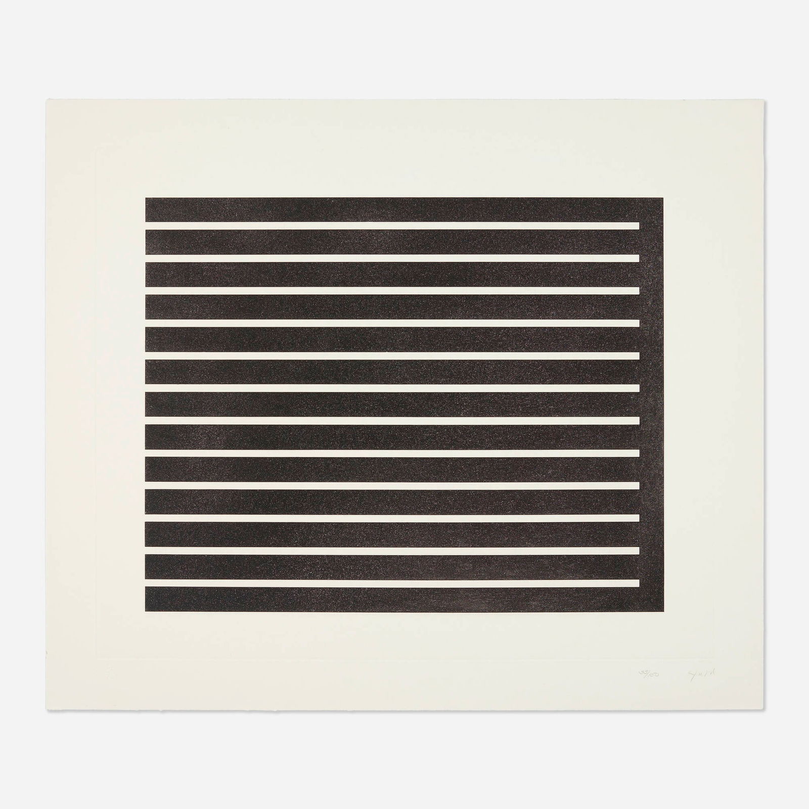 Donald Judd, Untitled: Donald Judd Untitled 1980aquatint on etching paper image: 19.75 h x 24.24 w in (50 x 62 cm) sheet: 29.25 h x 34.25 w in (74 x 87 cm) Signed and dated to lower right '33/150 Judd' with print