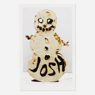 Josh Smith, Snowman: Josh Smith Snowman 2013archival pigment print image: 15 h x 9.5 w in (38 x 24 cm) sheet: 17 h x 10.875 w in (43 x 28 cm) Signed, titled and dated to lower edge 'Josh Smith Snowman Jan 2013'