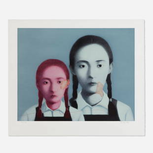 Zhang Xiaogang, Two Sisters (from Bloodlines: The Big Family): Zhang Xiaogang Two Sisters (from Bloodlines: The Big Family) 2003lithograph in colors image: 20 h x 25.125 w in (51 x 64 cm) sheet: 25 h x 29.25 w in (63 x 74 cm) Signed and numbered to low