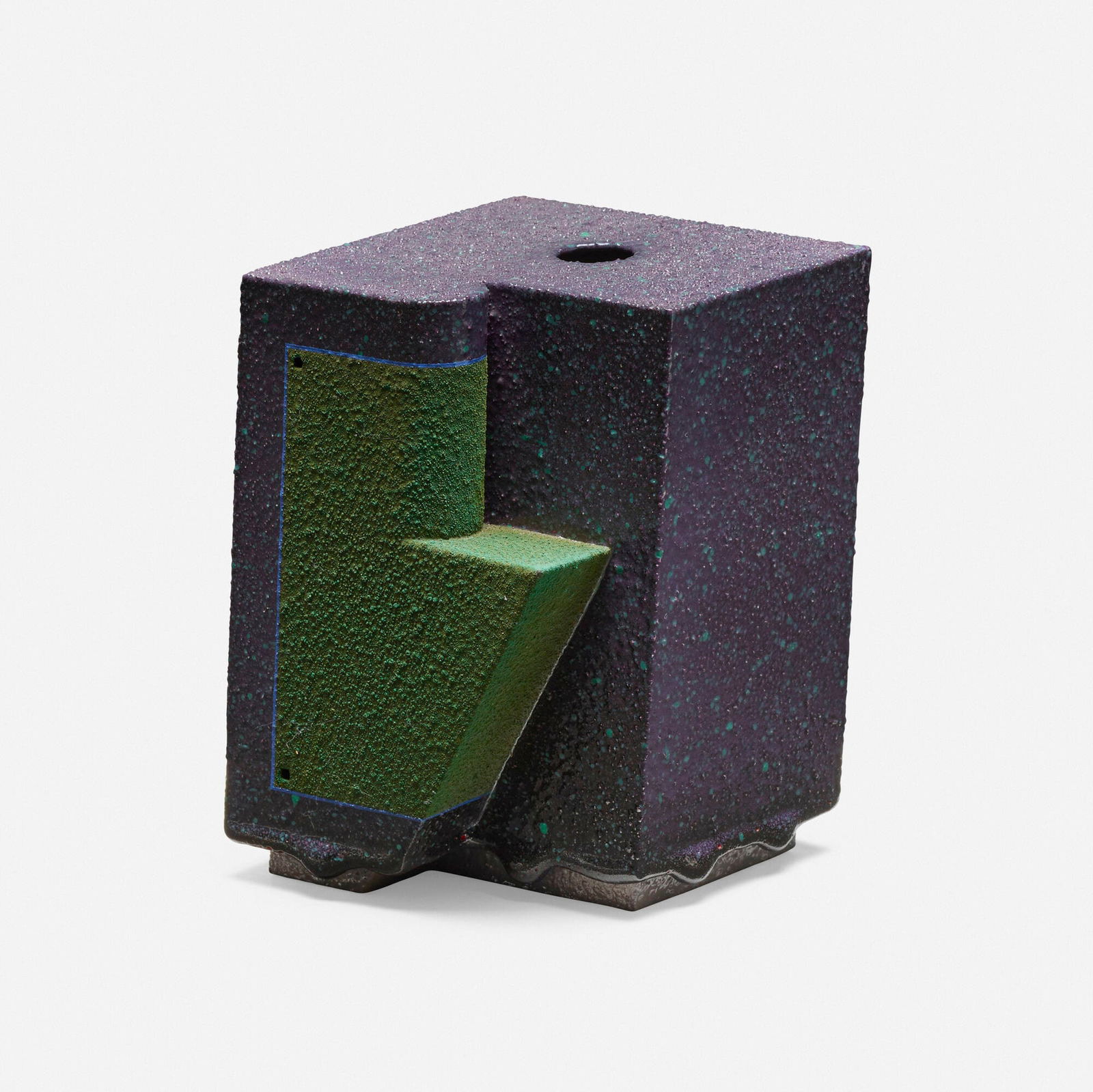 Ron Nagle, Untitled: Ron Nagle Untitled 1986glazed earthenware, china paint 5.5 h x 3.75 w x 3.75 d in (14 x 10 x 10 cm) Provenance: Acquired directly from the artist, Private California Collectio