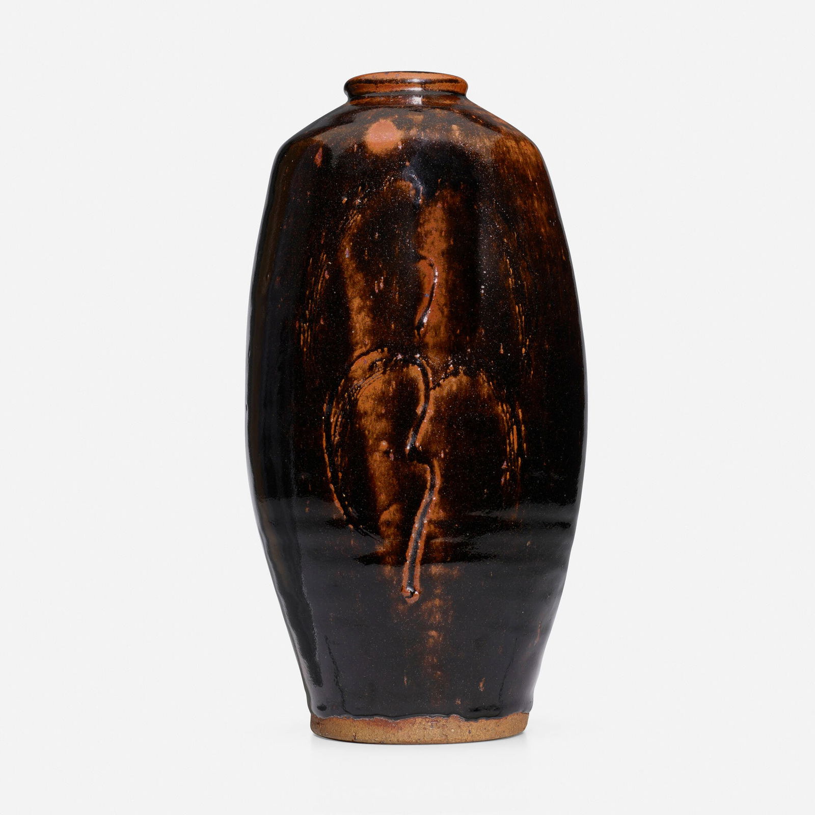 Bernard Leach, Vase with willow tree: Bernard Leach Vase with willow tree St. Ives Potteryafter 1920tenmoku-glazed stoneware 13.5 h x 6.75 w x 6 d in (34 x 17 x 15 cm) Impressed artist's chop mark to base with St. Ives ciphe